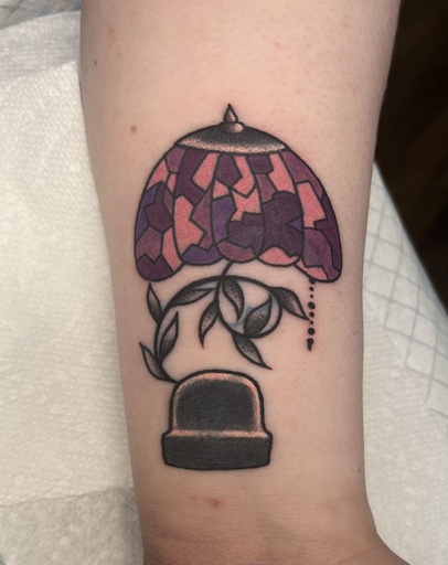 Tiffany lamp blast over, tattoo by Lily Spade, Dawnbringer Tattoo, Kansas City