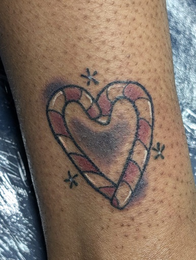 CANDY CANES — tattoo by Colly Gutz, Dawnbringer Tattoo, Kansas City