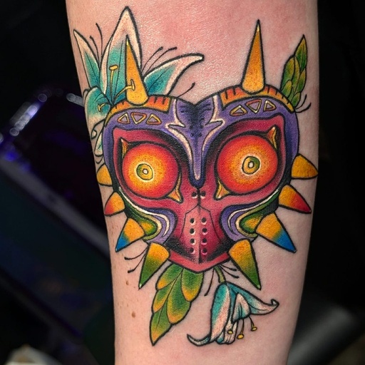 MAJORA'S MASK — tattoo by Colly Gutz, Dawnbringer Tattoo, Kansas City