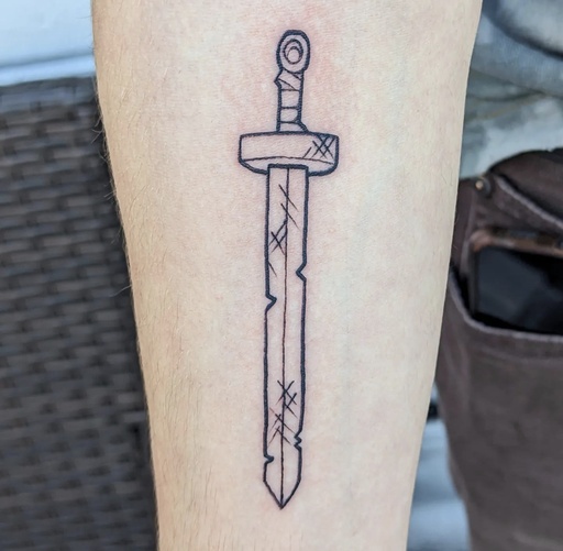 FINN'S SWORD — tattoo by Colly Gutz, Dawnbringer Tattoo, Kansas City