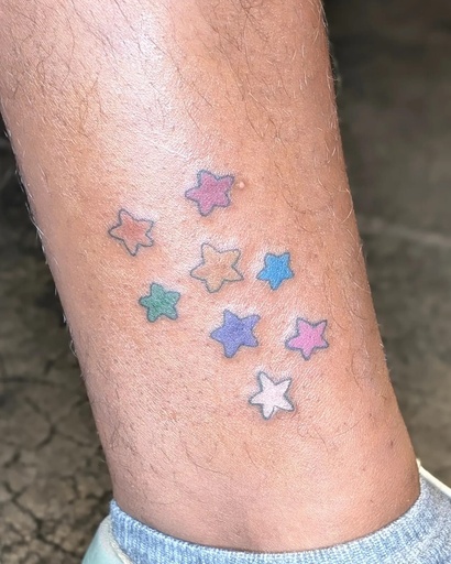 COLOR TEST - STARS — tattoo by Colly Gutz, Dawnbringer Tattoo, Kansas City