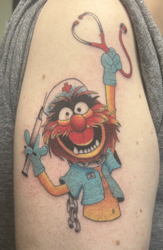 Nurse Animal from muppets, tattoo by Lily Spade, Dawnbringer Tattoo, Kansas City