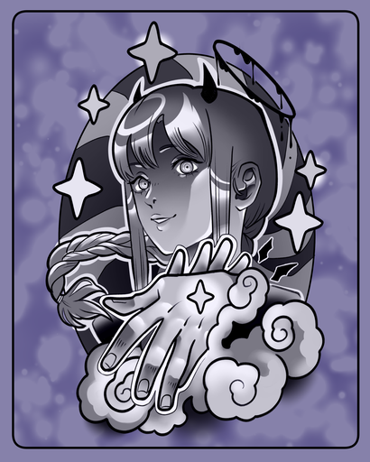 Makima ~Black and Grey~, flash tattoo design by Colly Gutz, Dawnbringer Tattoo, Kansas City