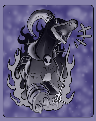 Houndoom ~Black and Grey~, flash tattoo design by Colly Gutz, Dawnbringer Tattoo, Kansas City