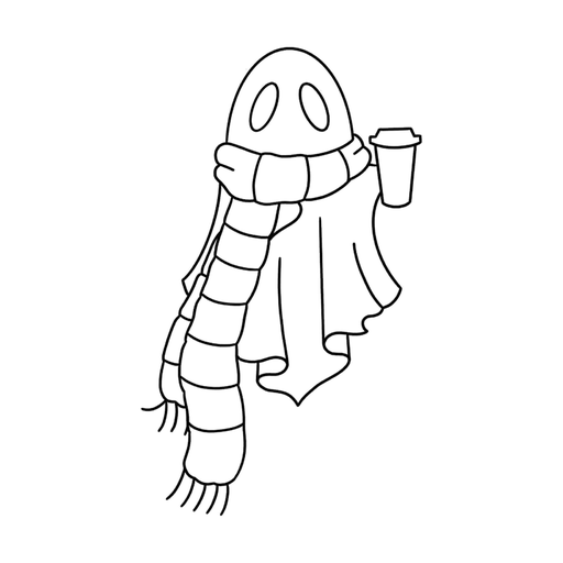 Cozy ghost, flash tattoo design by Cat Allwood, Dawnbringer Tattoo, Kansas City