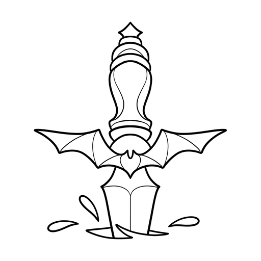 Bat dagger, flash tattoo design by Colly Gutz, Dawnbringer Tattoo, Kansas City