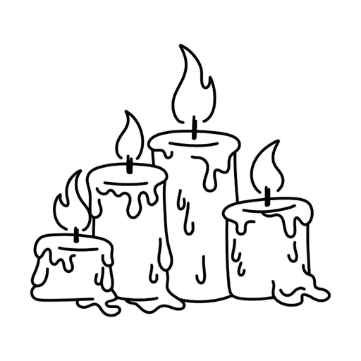 Melting candles, flash tattoo design by Lily Spade, Dawnbringer Tattoo, Kansas City