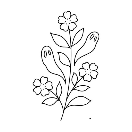 Ghost flowers, flash tattoo design by Cat Allwood, Dawnbringer Tattoo, Kansas City