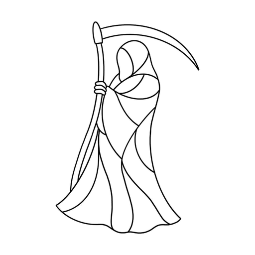 Stained glass reaper, flash tattoo design by Cat Allwood, Dawnbringer Tattoo, Kansas City