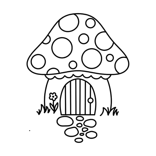 Mushroom house, flash tattoo design by Lily Spade, Dawnbringer Tattoo, Kansas City