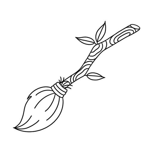 Witch's broom, flash tattoo design by Cat Allwood, Dawnbringer Tattoo, Kansas City