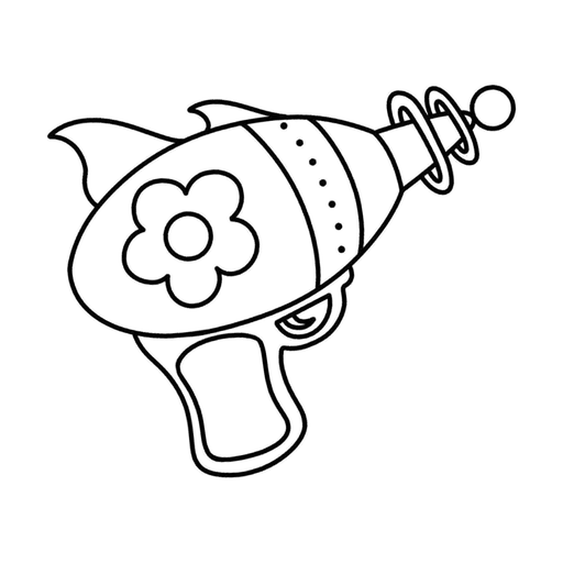 Flower ray gun, flash tattoo design by Lily Spade, Dawnbringer Tattoo, Kansas City