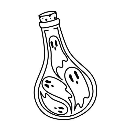 Ghost potion, flash tattoo design by Lily Spade, Dawnbringer Tattoo, Kansas City