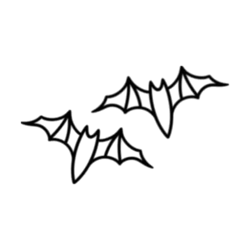 Bat pair, flash tattoo design by Daryan Rheonna, Dawnbringer Tattoo, Kansas City