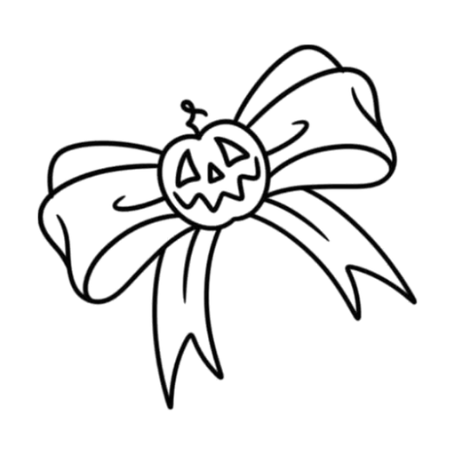 Pumpkin bow, flash tattoo design by Daryan Rheonna, Dawnbringer Tattoo, Kansas City