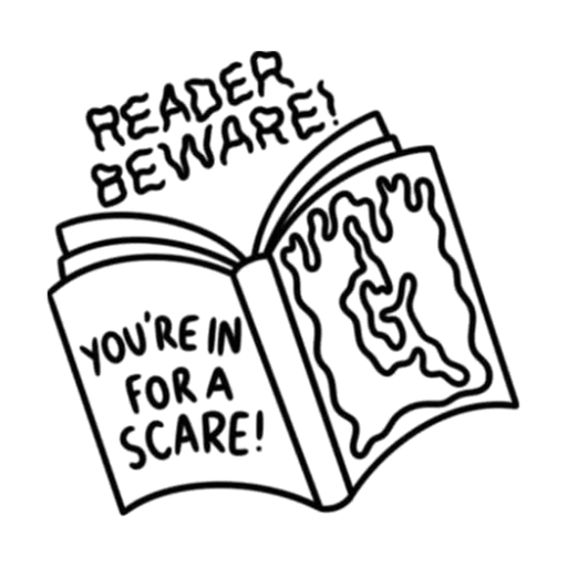 Reader beware book, flash tattoo design by Daryan Rheonna, Dawnbringer Tattoo, Kansas City